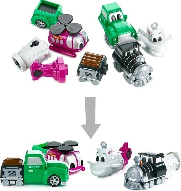 Set lodrash magnetike Malblo Junior 2, 4 automjete, shumëngjyrëshe