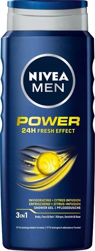 Xhel dushi për meshkuj Nivea Men Power 24H Fresh Effect 500ml