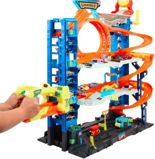 Set garazh Hot Wheels City Mega Garage Attack of the Dragon me 2 makina, shumëngjyrësh
