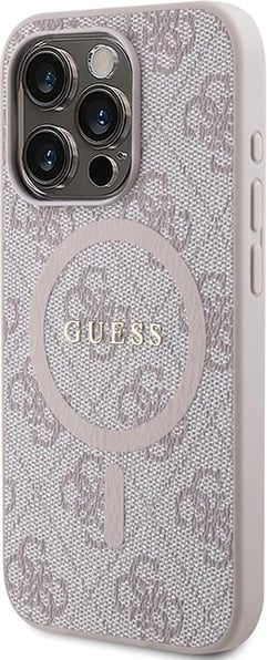 Mbështjellës Guess 4G Collection Leather Metal Logo MagSafe për iPhone 14 Pro Max, Rozë Mbështjellës Guess 4G Collection Leather Metal Logo MagSafe për iPhone 14 Pro Max, Rozë