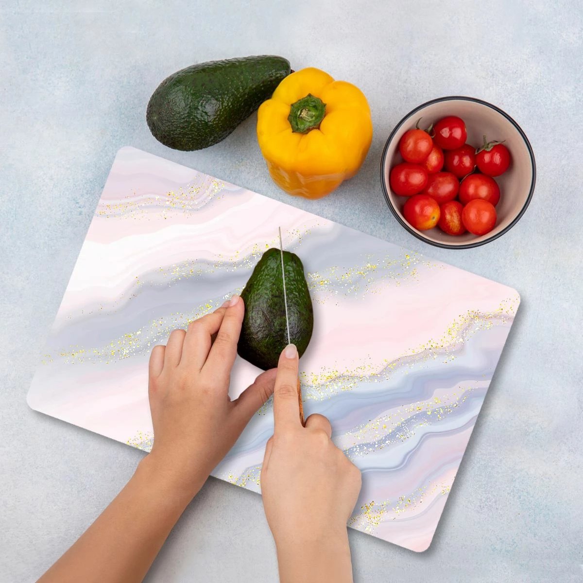 Dërrasë prerëse Hermia, qelq i temperuar, shumëngjyrëshe, 30x40cm, Ckt6-3040