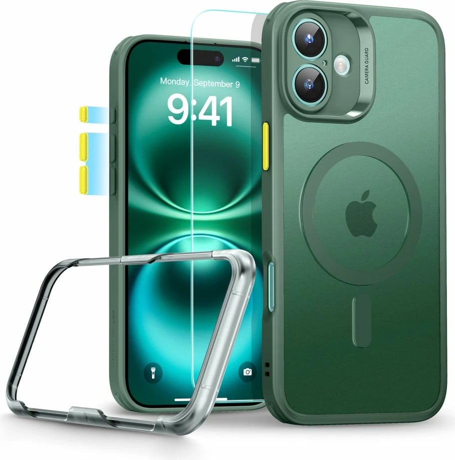Mbështjellës ESR Classic Pro Set HaloLock MagSafe për iPhone 16, Gjelbër, me xham mbrojtës