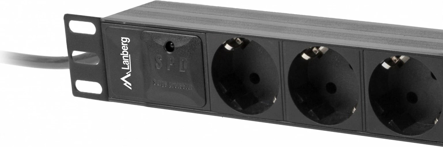 Listë energjie rack Lanberg PDU-03F-0200-IEC-BK, 3x Schuko, 1U, 2m, e zezë