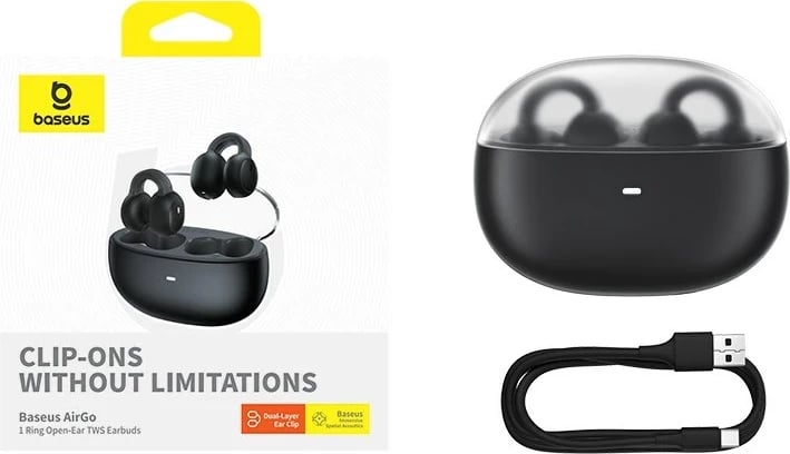 Kufje Baseus AirGo 1 Ring, True Wireless Stereo, Bluetooth, Të zeza Kufje Baseus AirGo 1 Ring, True Wireless Stereo, Bluetooth, Të zeza