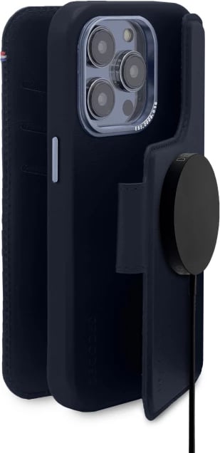 Mbështjellës portofol i ndashëm Decoded për iPhone 14 Pro, me MagSafe, Lëkurë, Blu