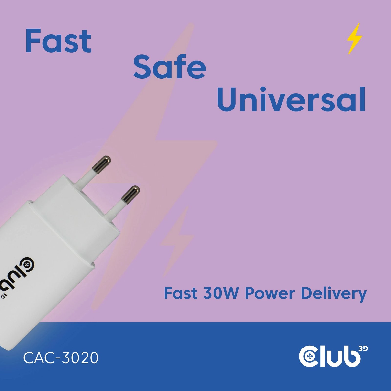 Karikues USB-C Club3D CAC-3020 30W, 2 copë, i bardhë