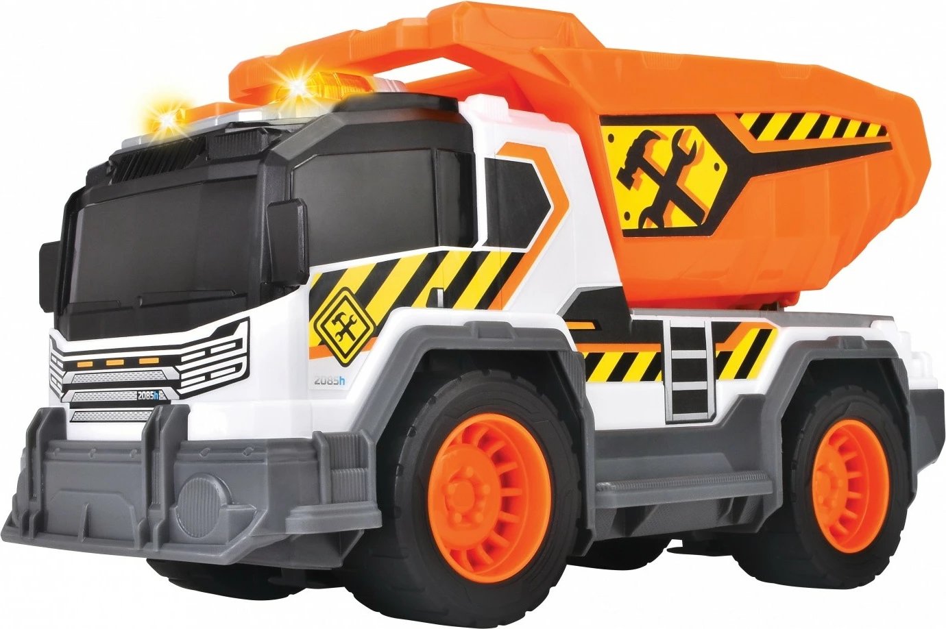 Kamion lodër Dickie A.S. Dump Truck 30 cm, me dritë e zë, portokalli/zi/gri/bardhë Kamion lodër Dickie A.S. Dump Truck 30 cm, me dritë e zë, portokalli/zi/gri/bardhë