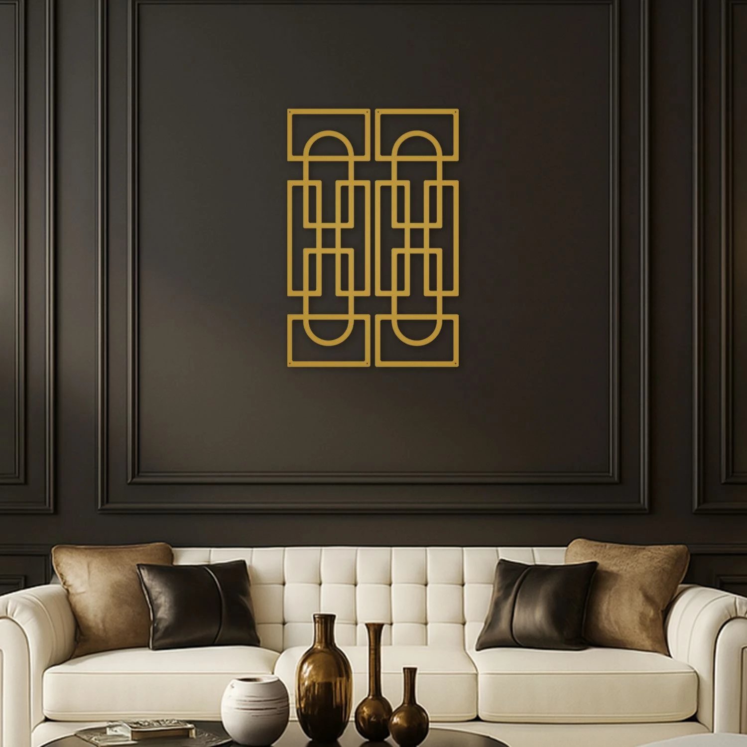 Set dekorativ metalik për mur (2 copë), Wallity, Echo Forms, ngjyrë ari, APT837