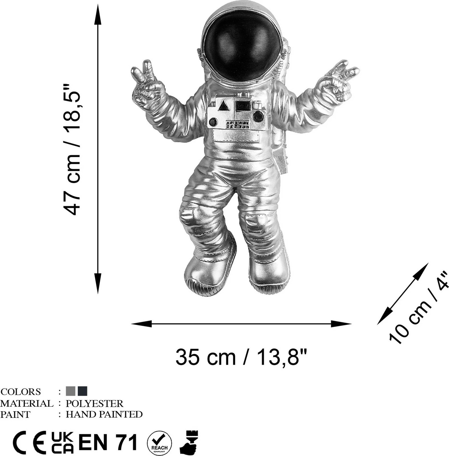 Aksesor dekorativ për mur, Wallity Cosmonaut 7, shumëngjyrësh, 35x47x10cm