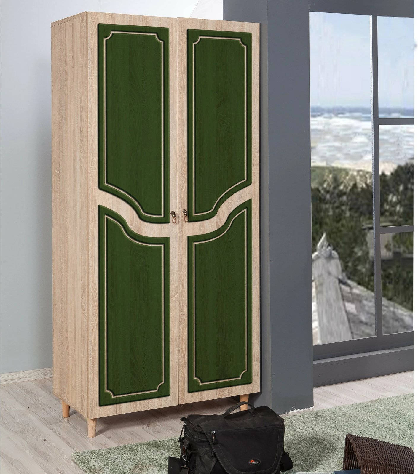 Dollap Skye Decor, stil modern, ngjyrë lisi Sonoma, 90x192x52cm