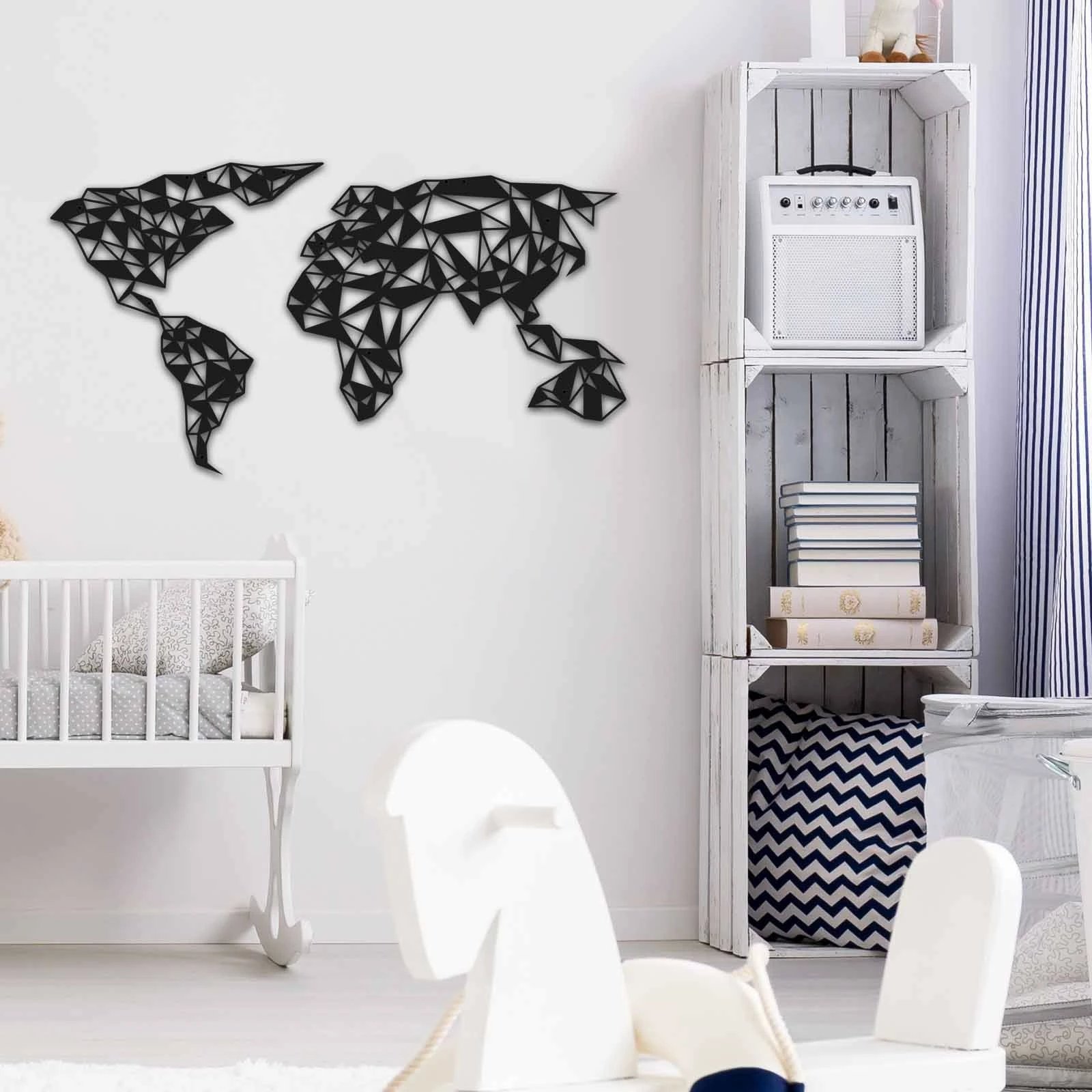 Aksesor dekorativ metalik për mur Wallity, MT - 018, ngjyrë e zezë, 87x47cm