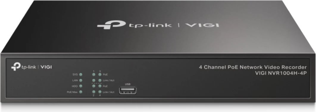 Regjistrues video rrjeti (NVR), TP-Link, VIGI NVR1004H-4P, 4 kanale PoE, e zezë