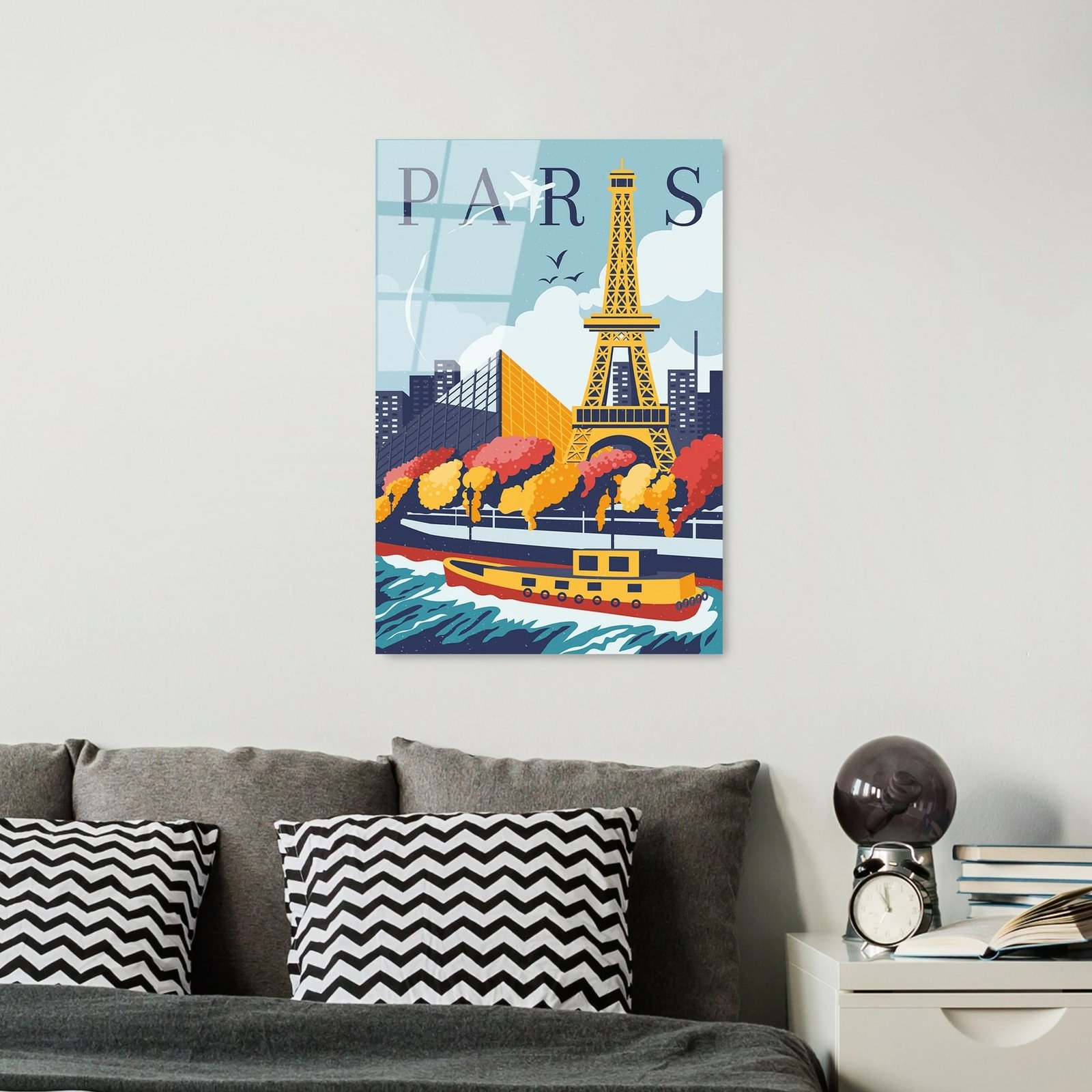 Pikturë dekorative prej xhami të temperuar, shumëngjyrëshe, PARIS, UV-1019, 30x45cm