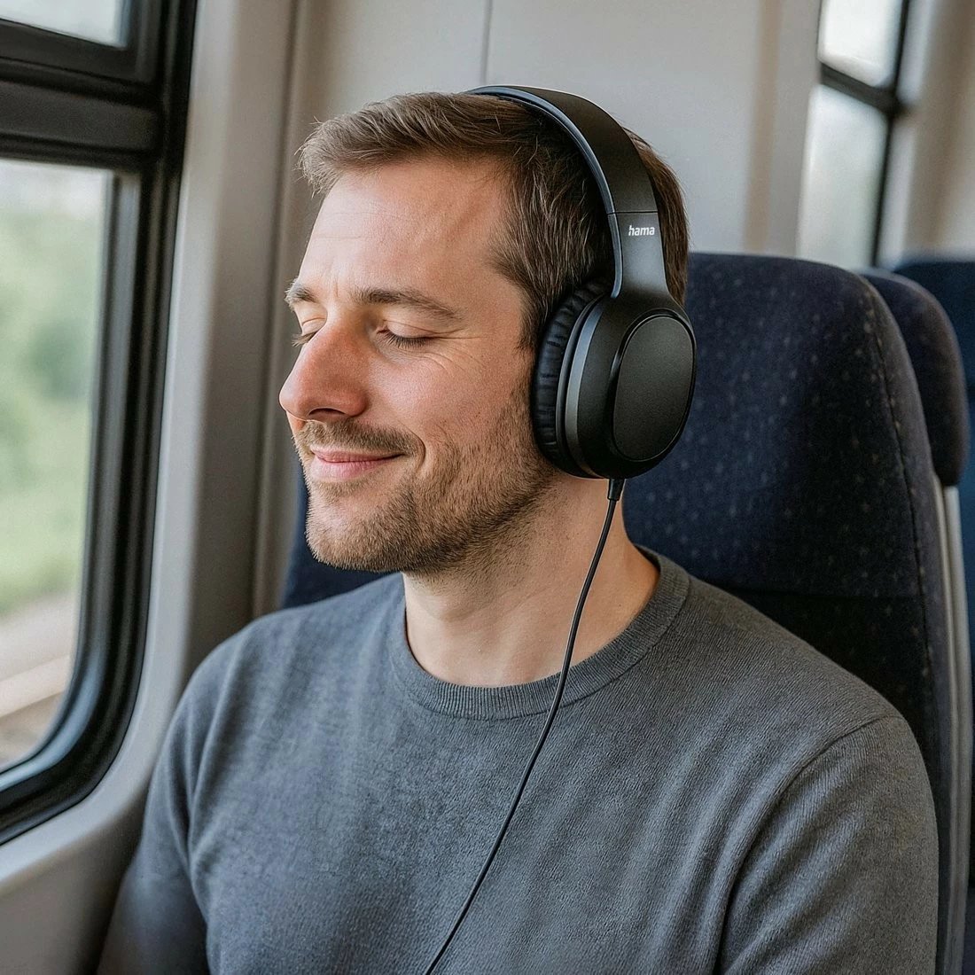 Kufje mbi vesh Hama 221814 me mikrofon, USB-C, kabllo 1.2 m, stereo, të zeza