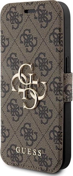 Mbështjellës Guess 4G Metal Logo për iPhone 15 Pro Max, kafe