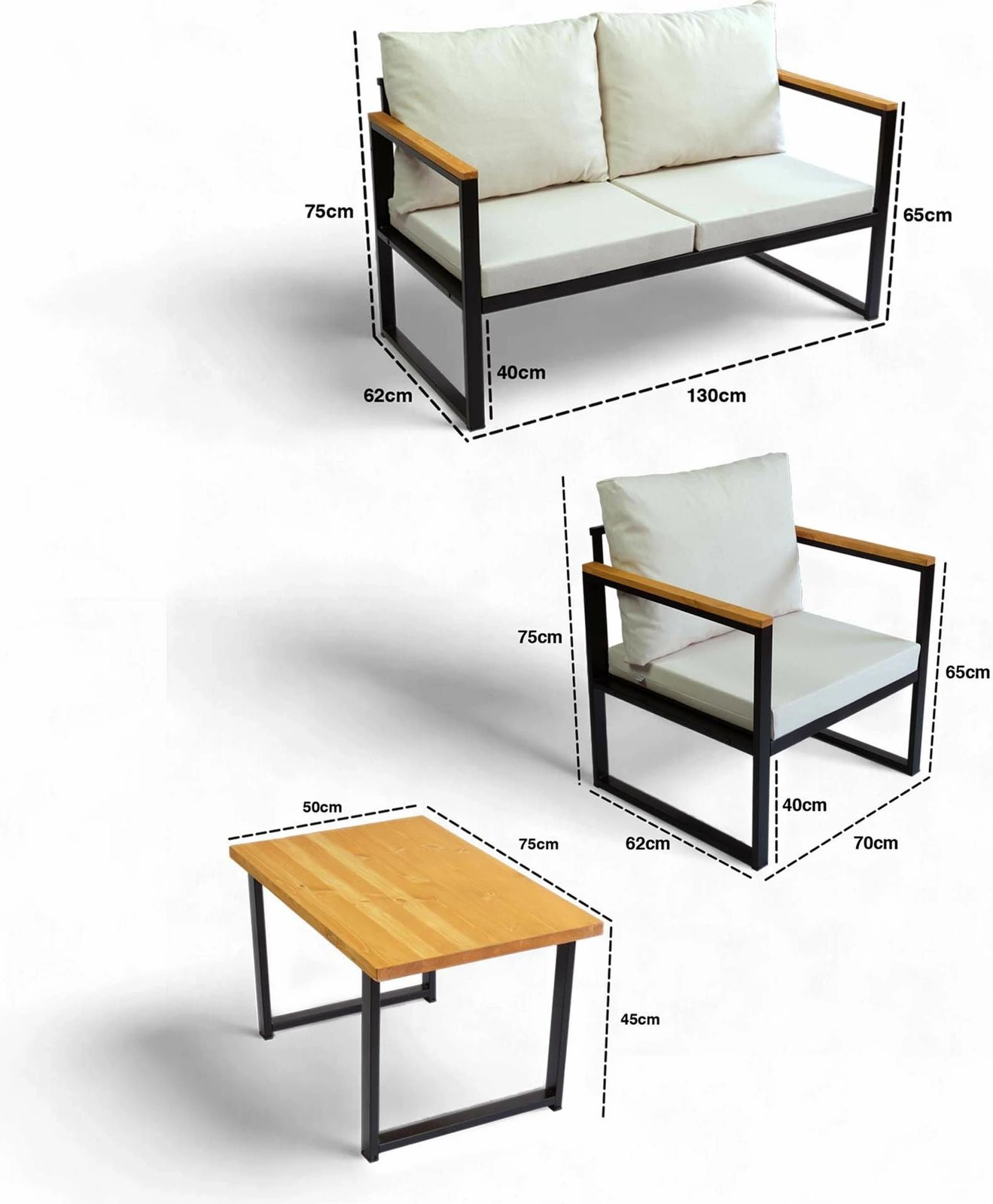 Set lounge për kopsht Skye Decor, CPT5549-130, bezhë