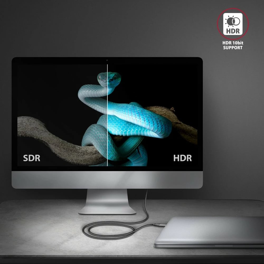 Adapter kabllo USB-C në HDMI AXAGON RVC-HI2MC, 1.8m, Gri
