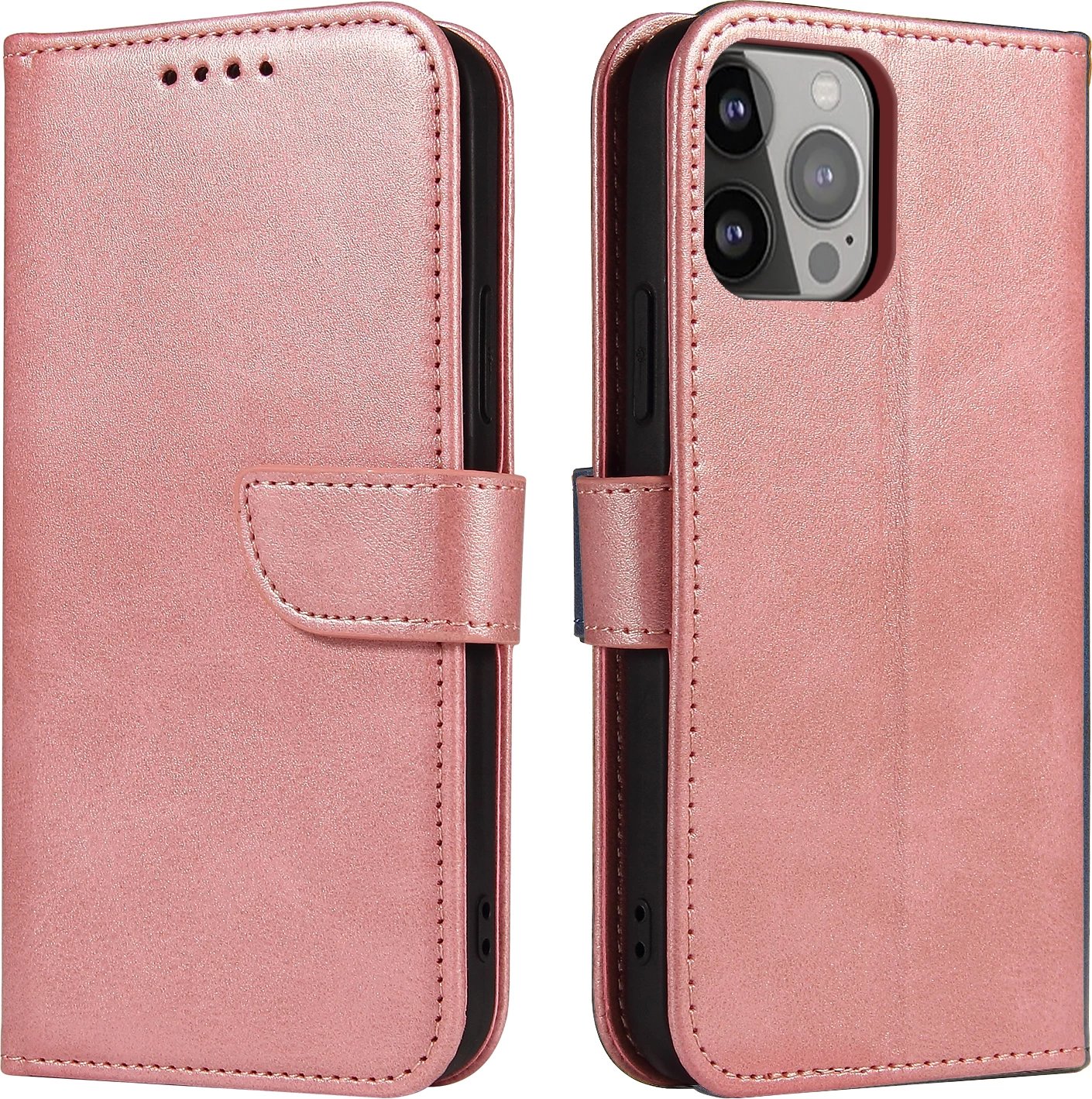 Mbështjellës Hurtel Magnet Case bookcase me kapëse, për iPhone 13 Pro, Rozë