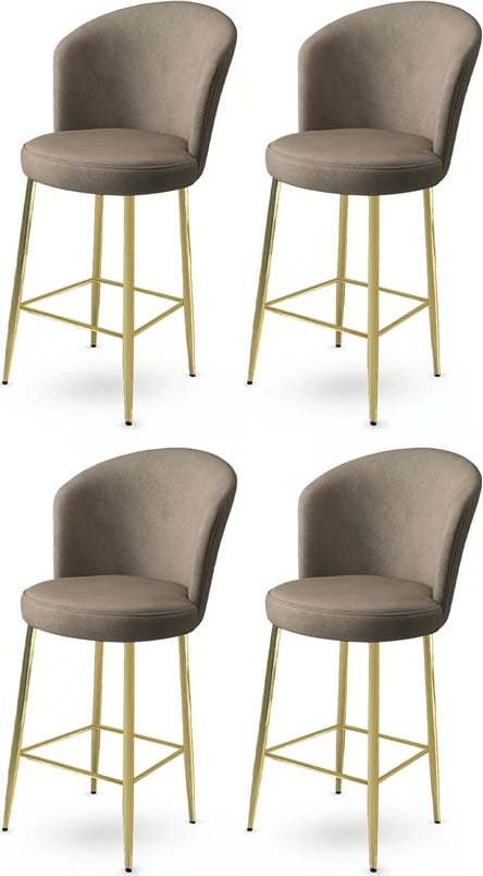 Set karrigesh për bar (4 copë), Hanah Home, Fora, kapuçino, ari