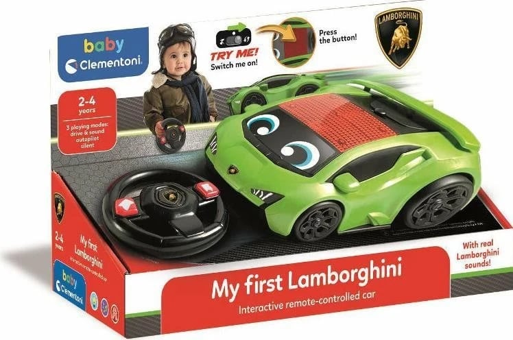 Makinë lodër për fëmijë, Clementoni Baby Moje Pierwsze Lamborghini 17845, e gjelbër
