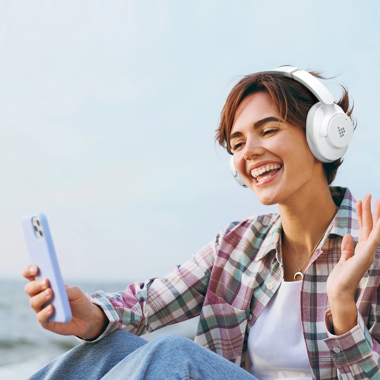 Kufje Tronsmart Sounfii Q20 ANC, Bluetooth 5.3, On-Ear, të bardha