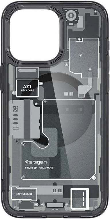 Mbështjellës Spigen Ultra Hybrid Mag për iPhone 15 Pro, MagSafe, Zero One, Transparent/Gri