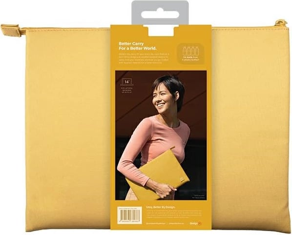 Mbështjellës UNIQ Lyon për laptop 14", rPET, e verdhë