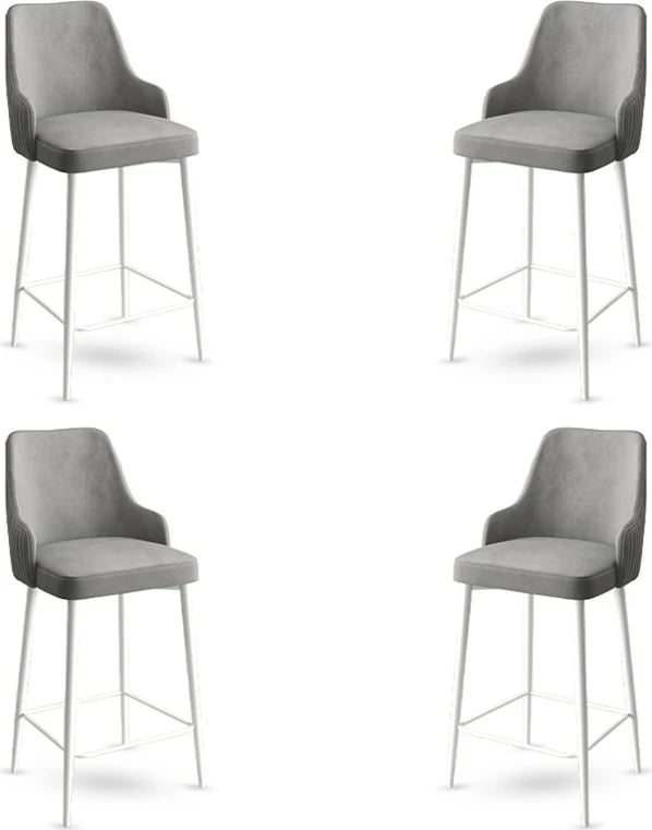 Set karrigesh për bar (4 copë), Hanah Home, Enox - gri, bardhë