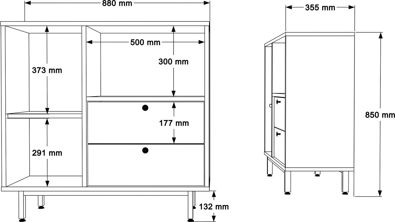 Dollap multifunksional, ngjyrë lis dhe e bardhë, Skye Decor, RE1-SW, 88x85x35.5cm