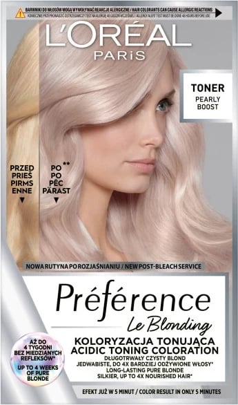 Toner për flokë L'Oreal Paris Preference Le Blonding Coloring Toner për femra Pearly Boost, 1 copë