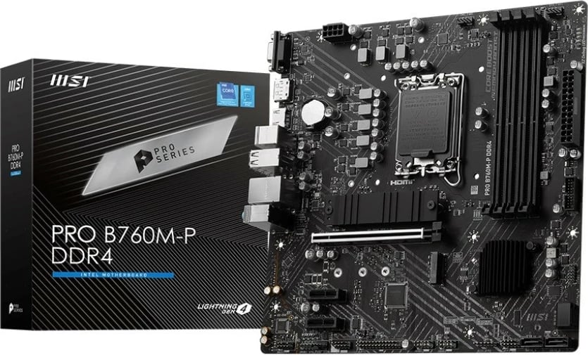 Pllakë amë MSI PRO B760M-P DDR4, LGA1700, micro ATX, 2x M.2, 4x DDR4, HDMI/DP/VGA