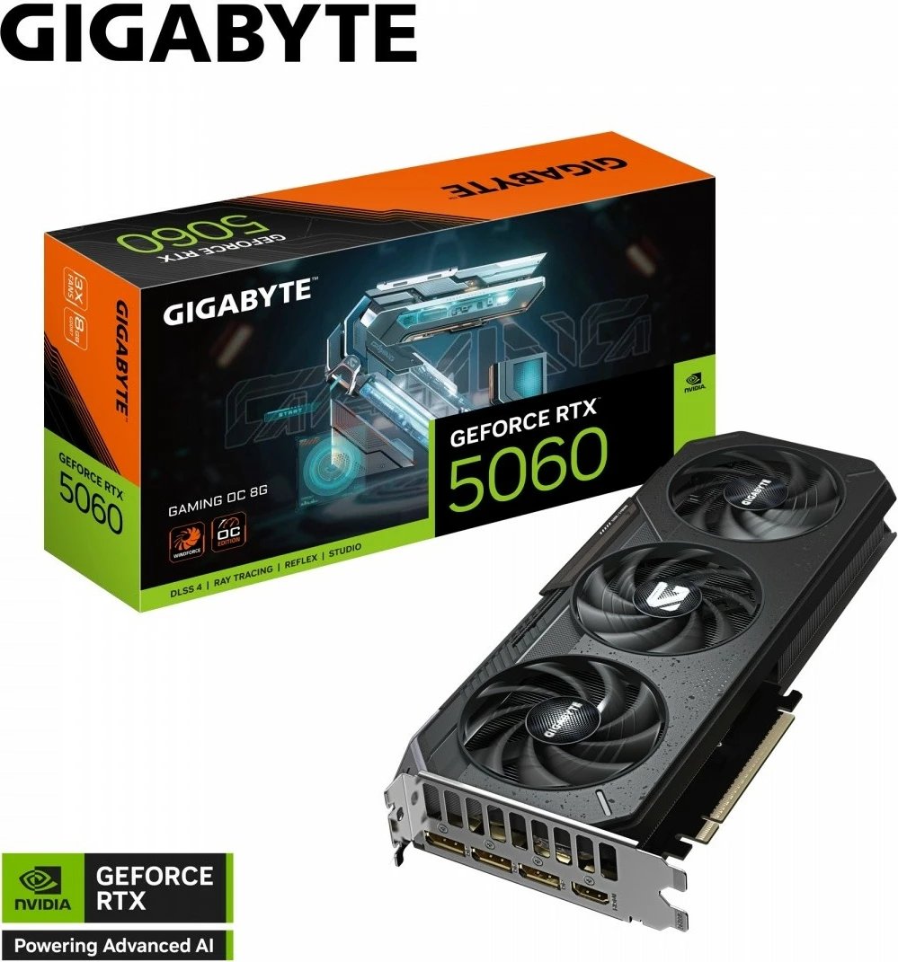 Kartelë grafike Gigabyte GeForce RTX 5060 GAMING OC 8GB GDDR7, e zezë