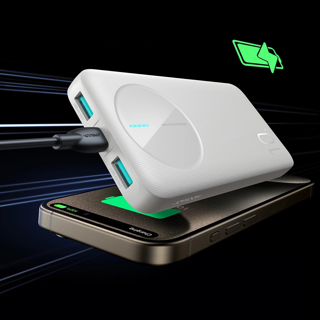 Powerbank Joyroom JR-PBF12, 10000mAh, 3 porta, i bardhë