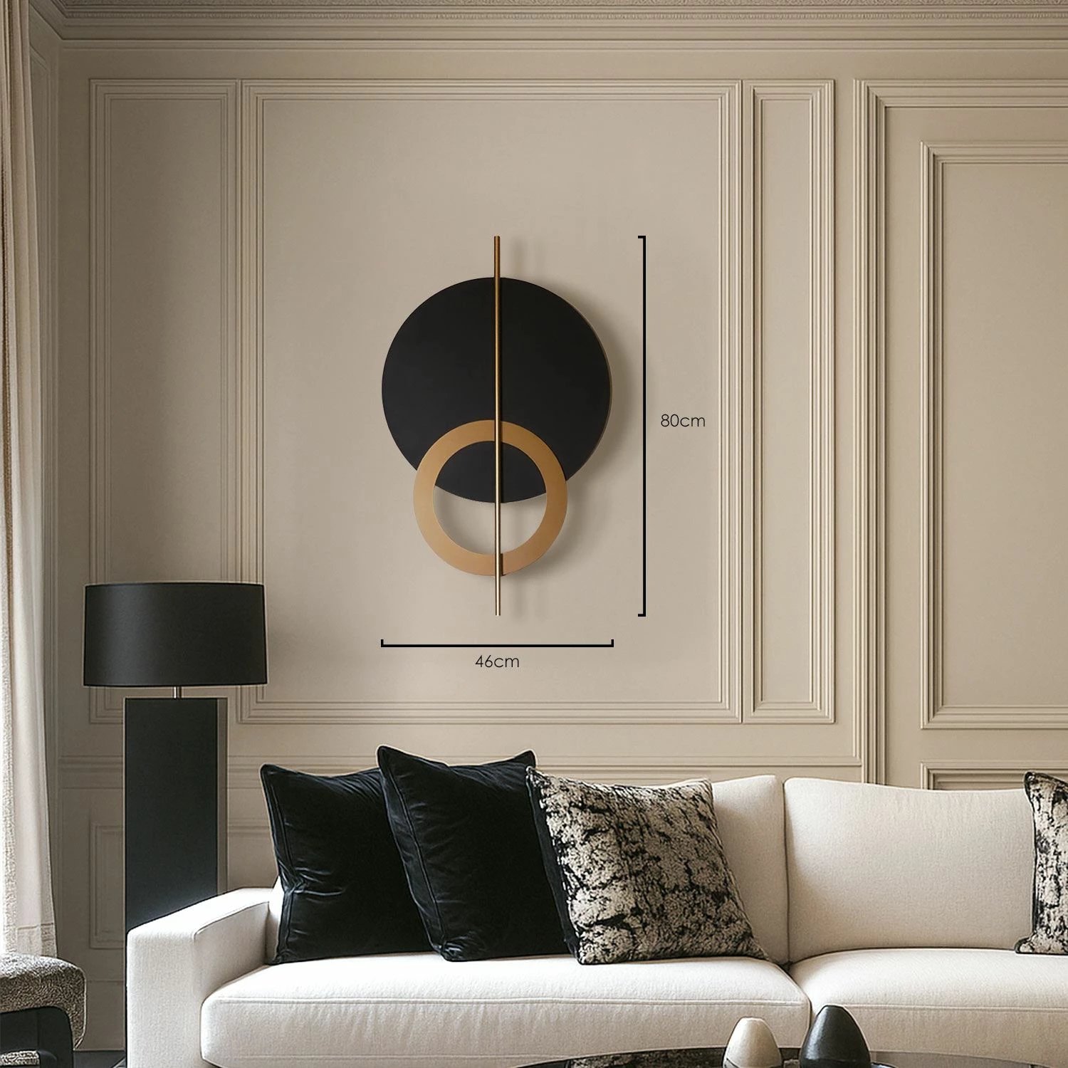 Aksesor dekorativ metalik për mur Wallity, Hyperion, i zi dhe ari, 46x80cm