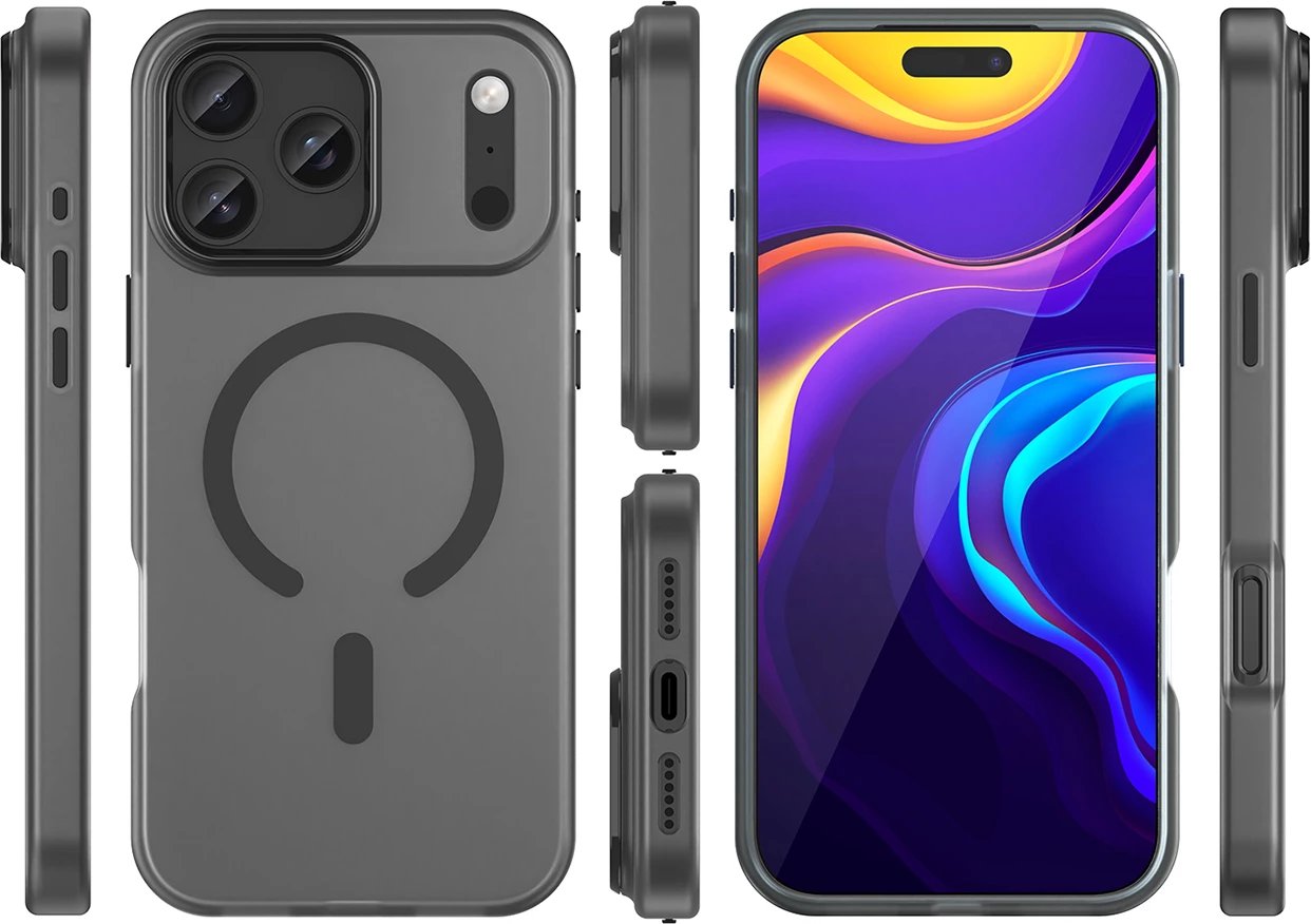 Mbështjellës Hurtel Magnetic Abrasive për iPhone 17 Pro, MagSafe, Mat Zi