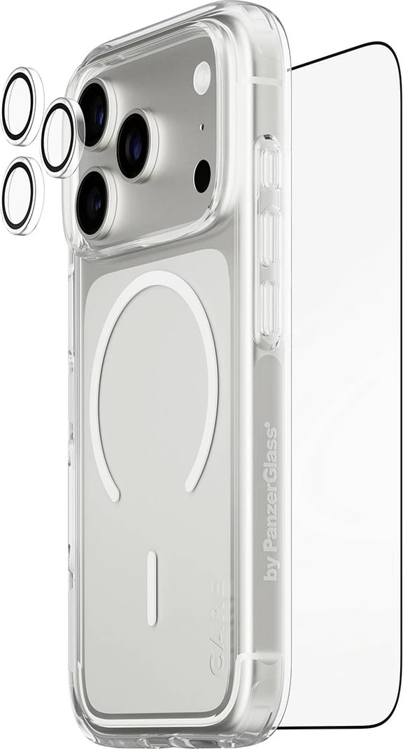 Mbështjellës PanzerGlass CARE 3-in-1 Flagship Explorer Bundle për iPhone 17 Pro transparent