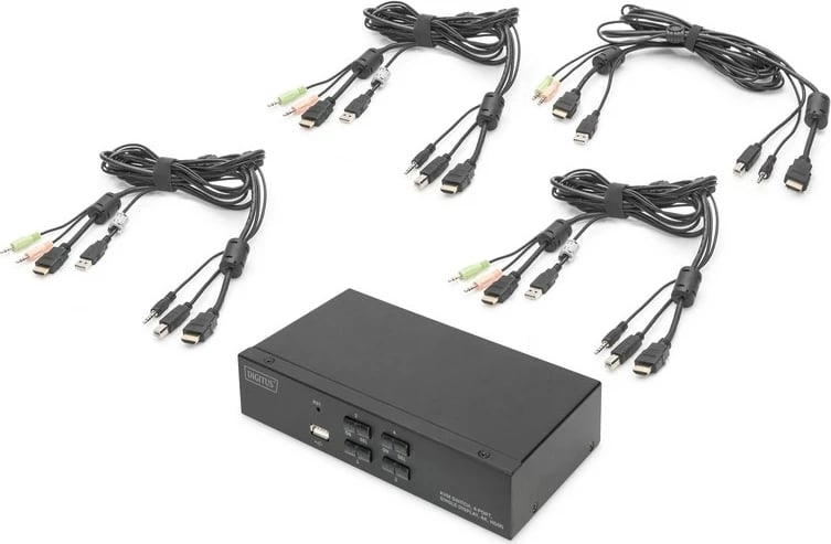 Switch KVM Digitus DS-12880, 4 porta HDMI, 4K, Metalik