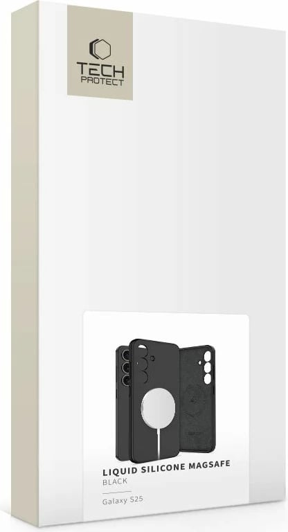 Mbështjellës Tech-Protect Liquid Silicone MagSafe për Samsung Galaxy S25, i zi