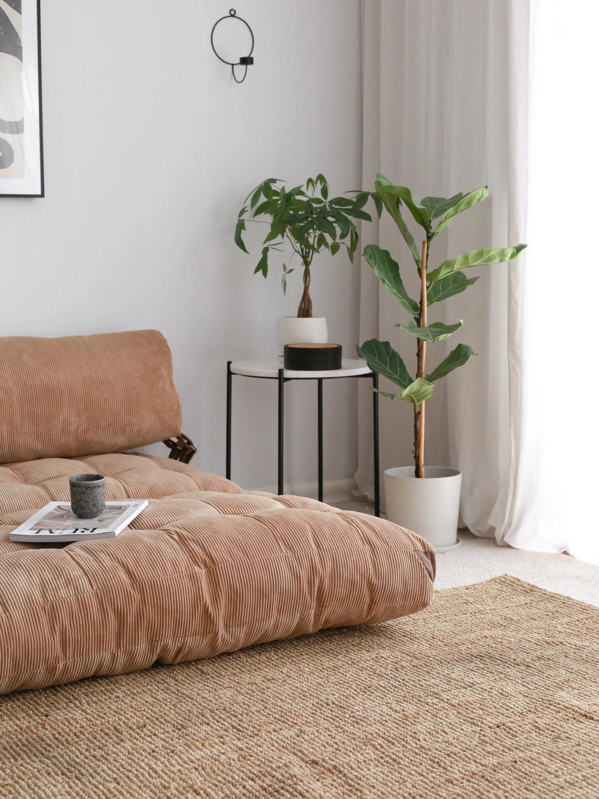 Divan-krevat 2 vende, kadife, ngjyrë camel, Atelier del Sofa, Fold