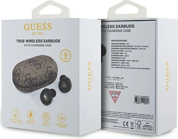 Kufje Guess TWS 4G Metal me dok stacion, Bluetooth 5.3, kafe