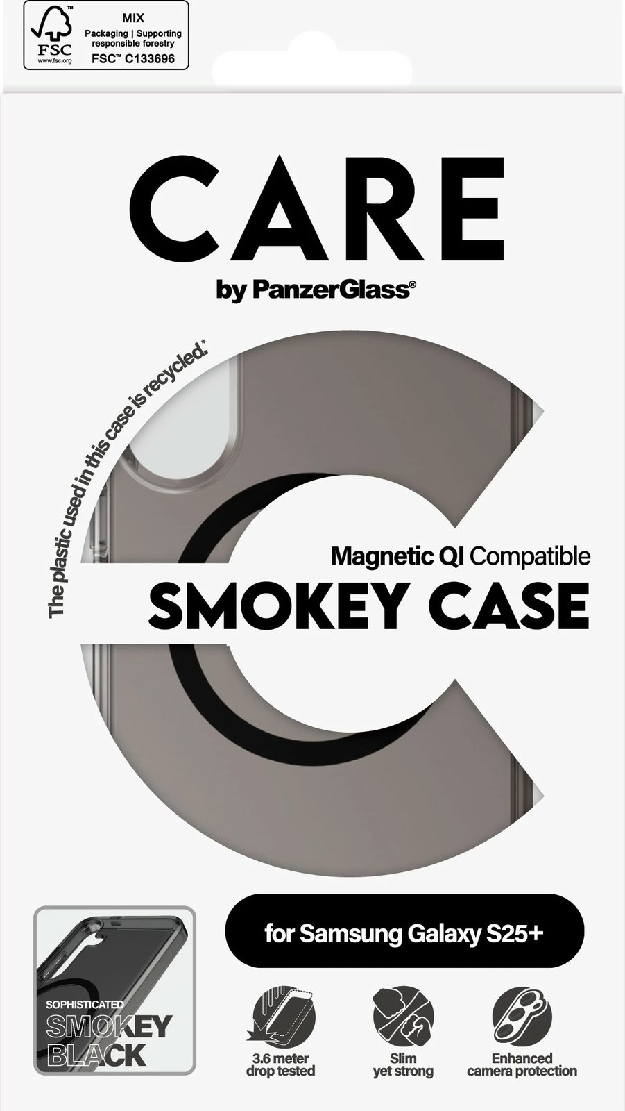 Mbështjellës PanzerGlass CARE Flagship, Galaxy S25 Plus, QI compatible, i zi