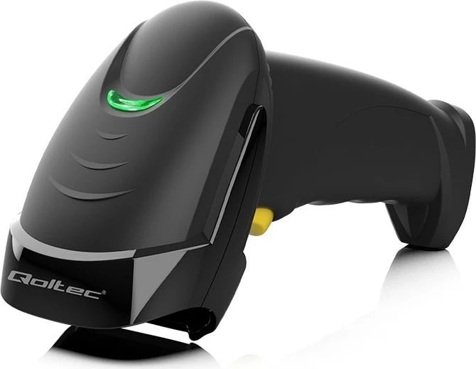 Skaner barkodesh me lazer Qoltec 50853, 1D/2D, i zi/verdhe, me kabllo USB