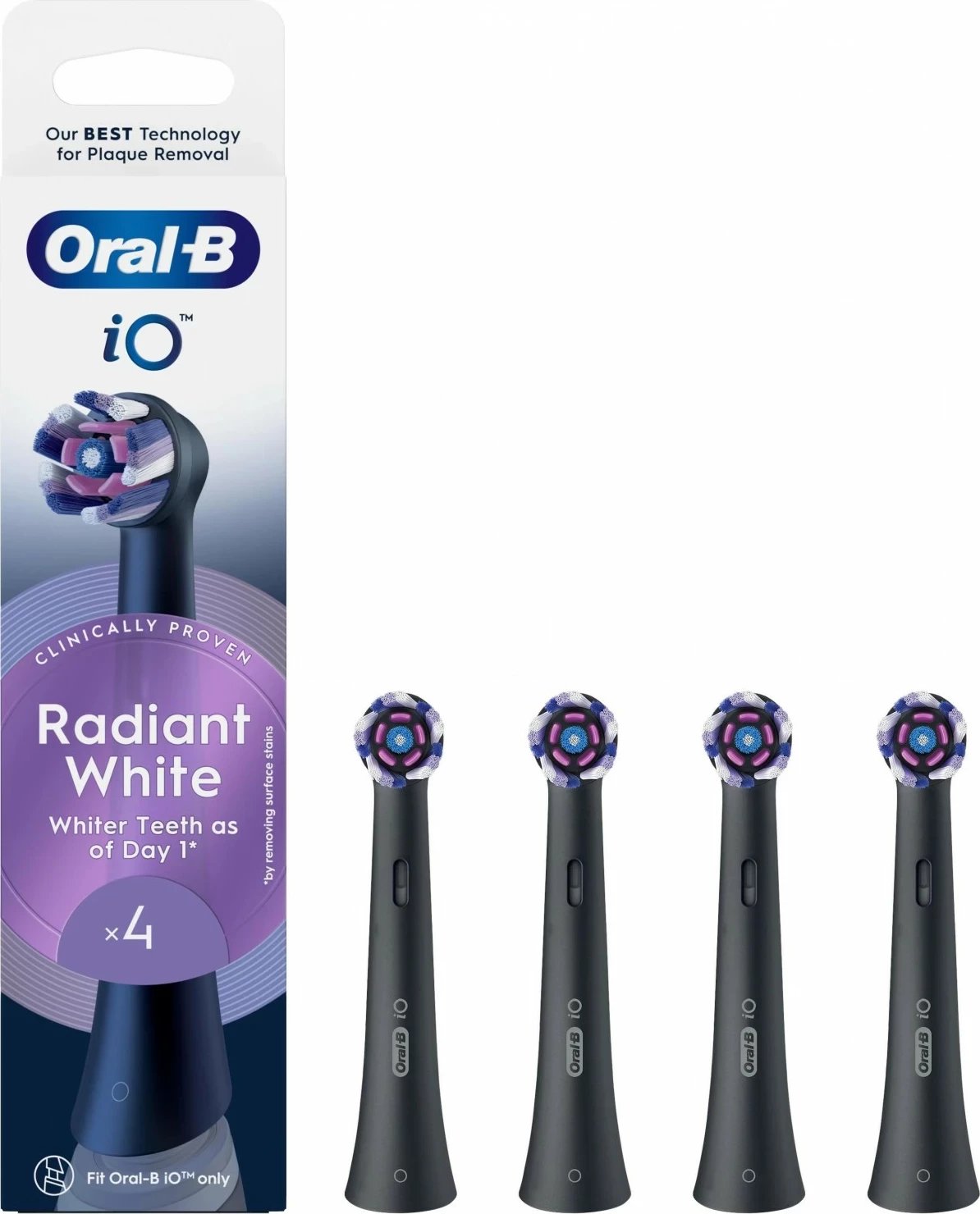 Koka furçe dhëmbësh Oral-B iO Radiant White EB4, 4 copë, e zezë