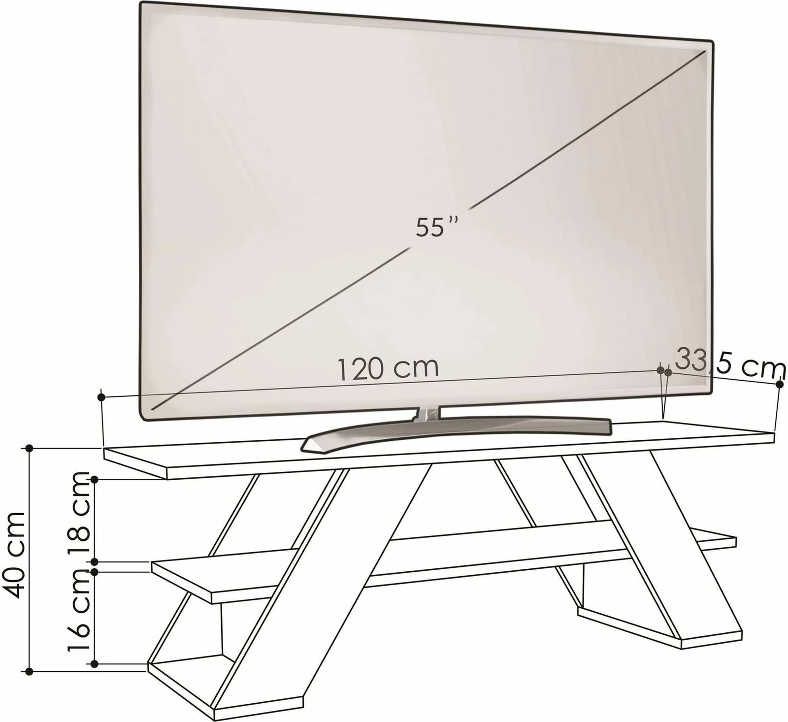 Komodë TV, Skye Decor, ngjyrë e bardhë antike, Farfalla