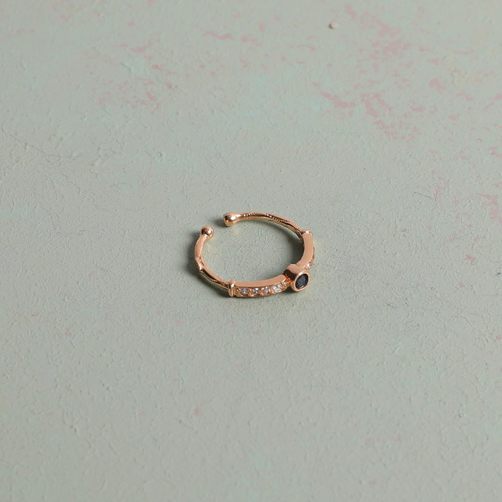 Unazë argjendi Jumeon, ngjyrë ari rozë dhe blu e errët, 9951SAFİR