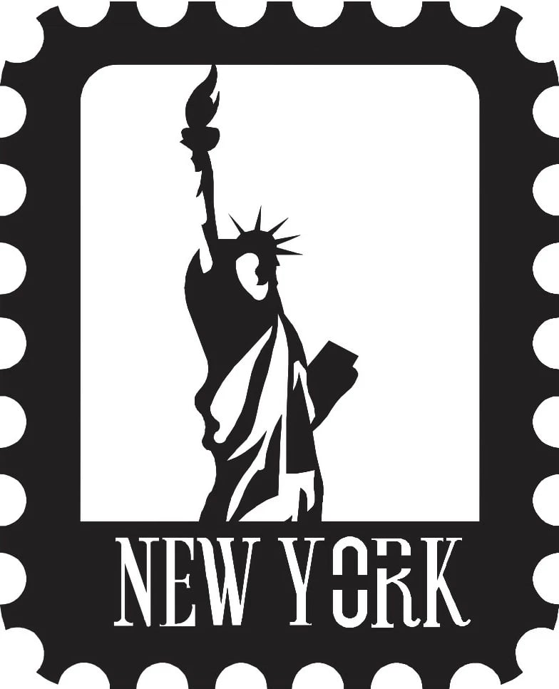 Aksesor dekorativ metalik për mur, Wallity, pullë New York