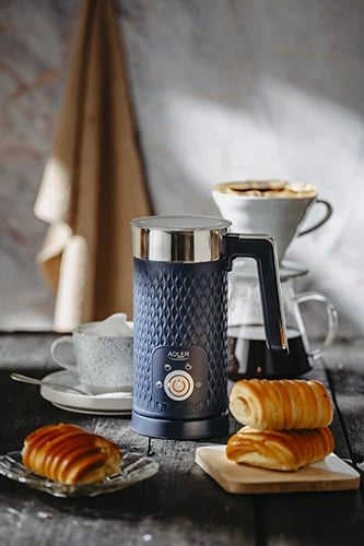 Shkumues qumështi elektrik, Adler, AD 4494, 500W, 300 ml ngrohje / 130 ml shkumë, 4 funksione, blu e errët