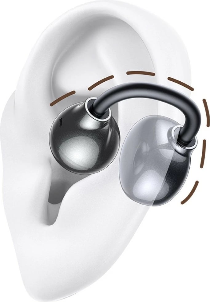 Kufje Bluetooth, USAMS Echo R02, Bluetooth 5.3, ear-clip in-ear, mikrofon i integruar, kuti karikimi 300 mAh, gri