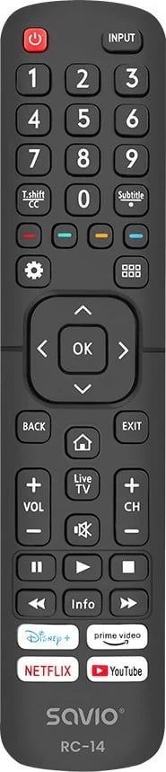 Kontrolli Universal SAVIO RC-14 për SMART TV, ngjyrë e zezë