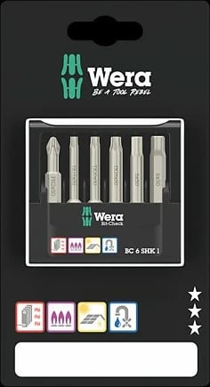 Set bitash Wera 6 copë, Phillips/Torx Plus, me kuti bartëse, zi/metalik